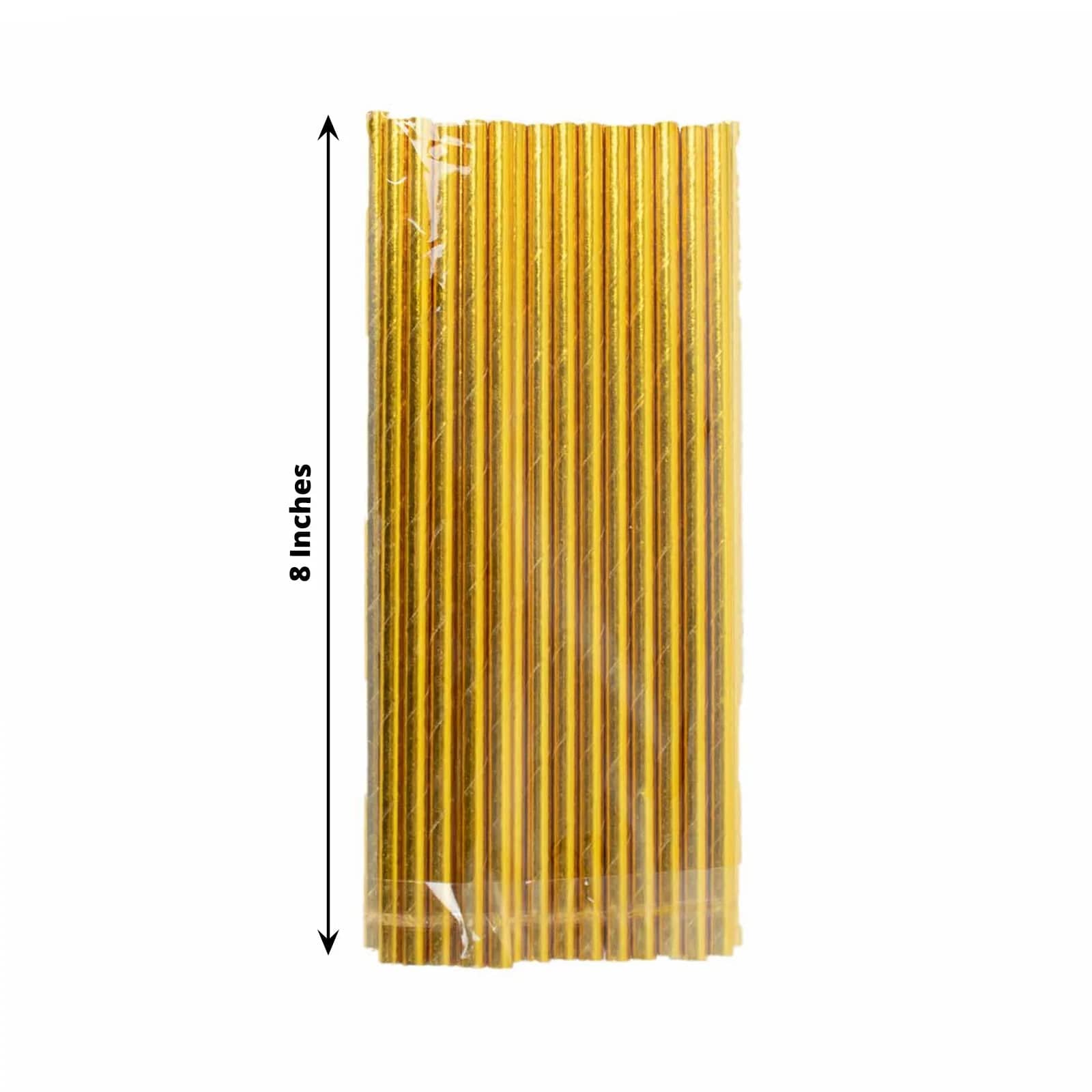 50 Gold 8 in Metallic Disposable Paper Drinking Straws