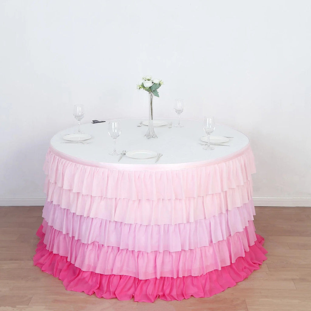 Tablecloth Tulle Table Skirt 14 Feet Tier Ruffled Chiffon Tutu