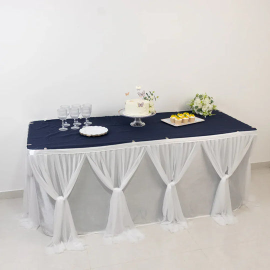 14 feet Sheer Chiffon Ruffle Table Skirt with Polyester Backing