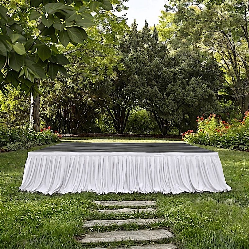 24 in x 20 feet Portable Wrinkle-Free Shirred Pleated Stag Table Skirt