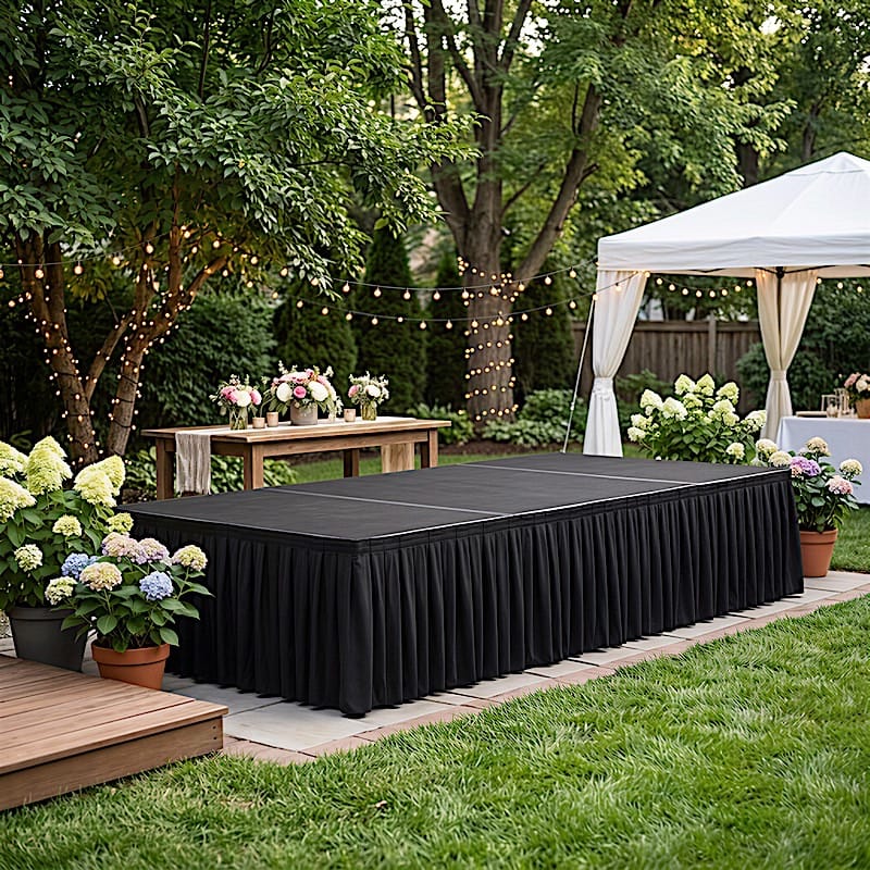 24 in x 20 feet Portable Wrinkle-Free Shirred Pleated Stag Table Skirt