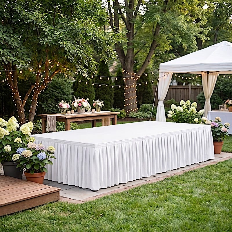 24 in x 20 feet Portable Wrinkle-Free Shirred Pleated Stag Table Skirt