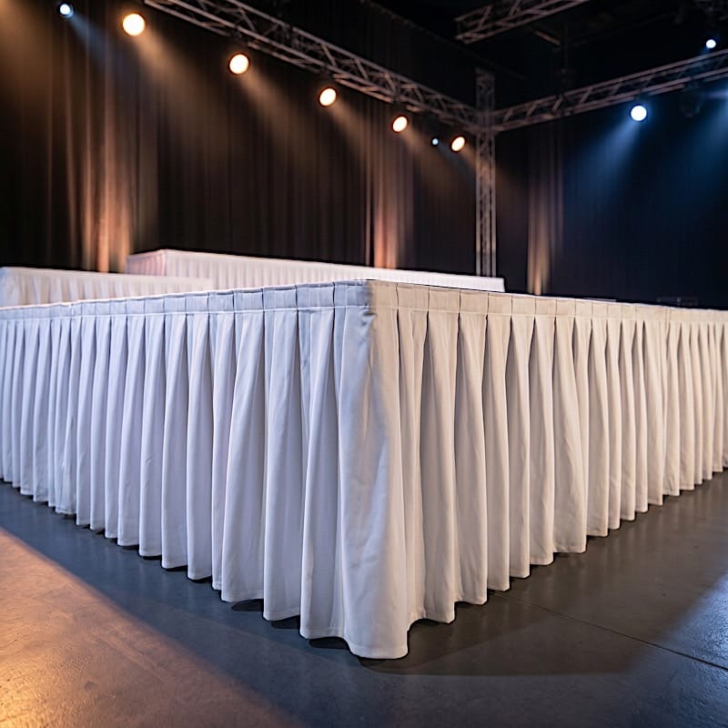 36 in x 20 feet Portable Wrinkle-Free Shirred Pleated Stag Table Skirt