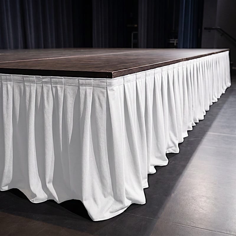 48 in x 20 feet Portable Wrinkle-Free Shirred Pleated Stag Table Skirt