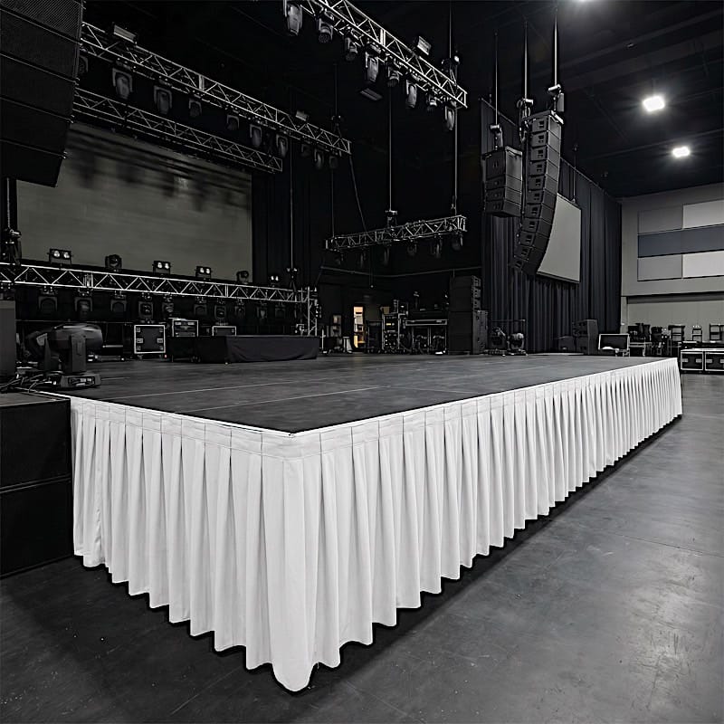 48 in x 20 feet Portable Wrinkle-Free Shirred Pleated Stag Table Skirt