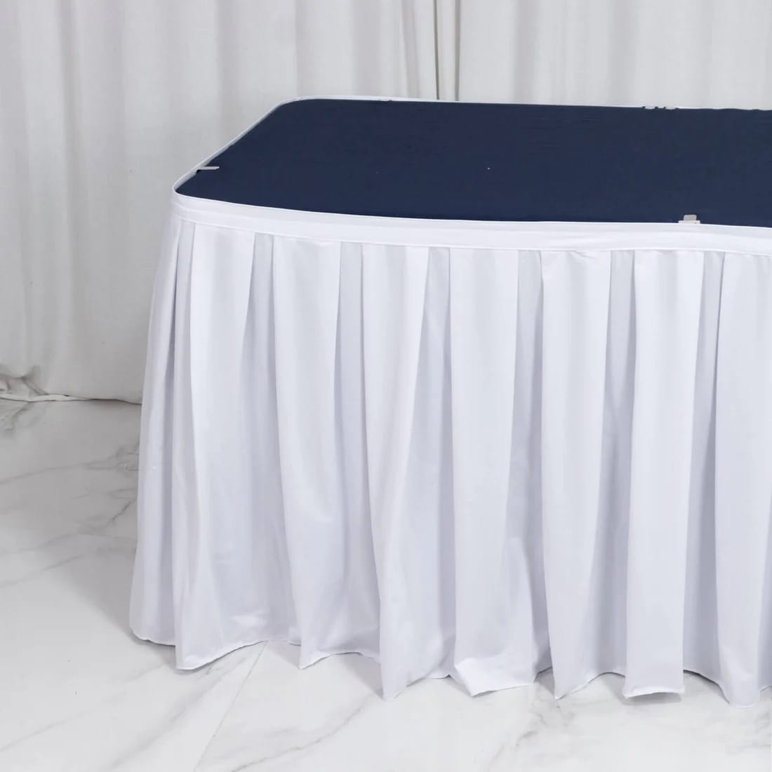Scuba Polyester Table Skirt Shirred Pleat Design