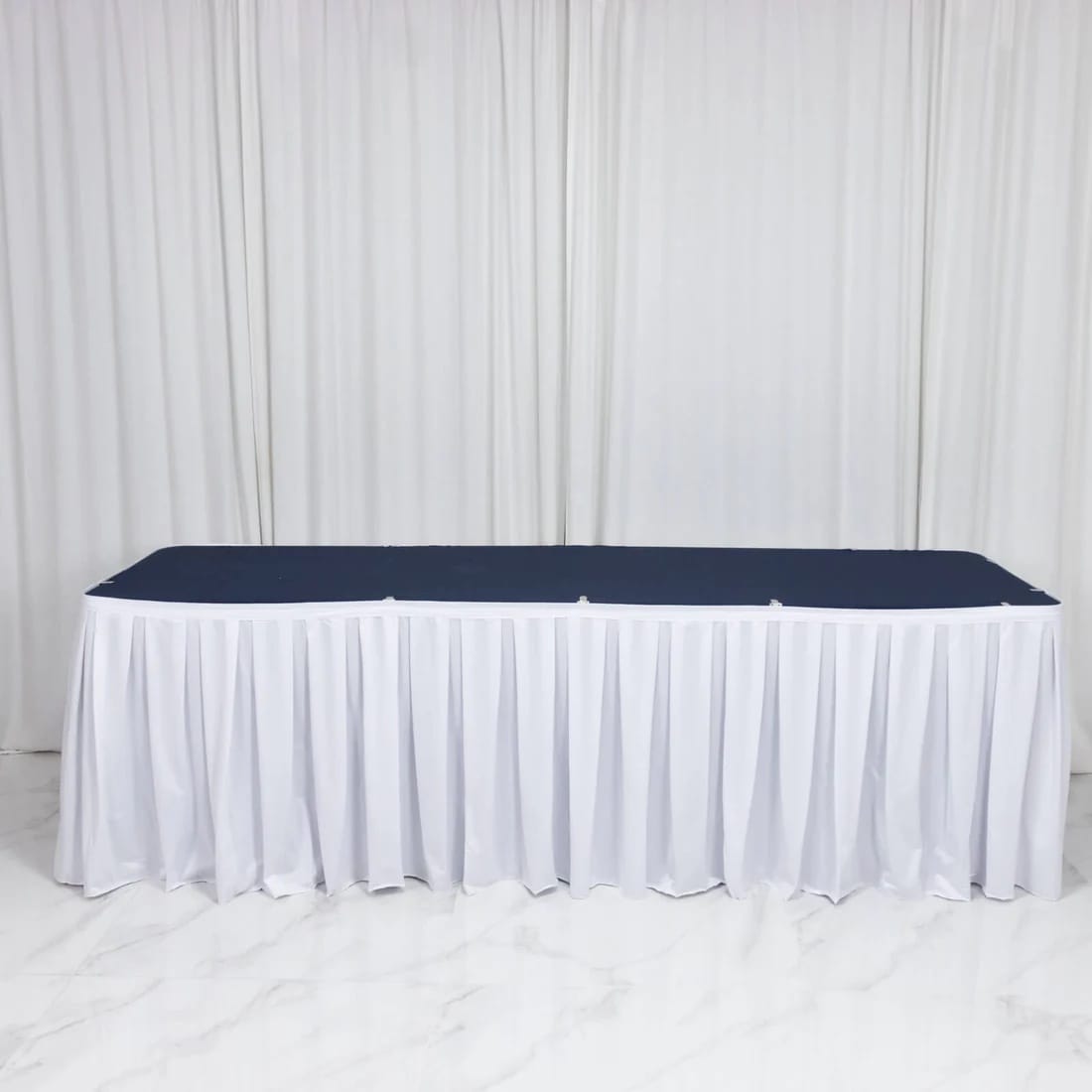 Scuba Polyester Table Skirt Shirred Pleat Design