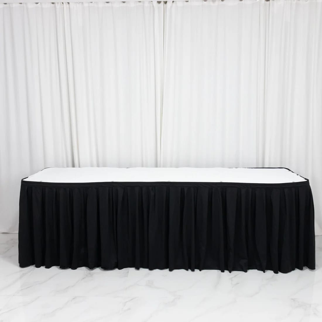 Scuba Polyester Table Skirt Shirred Pleat Design