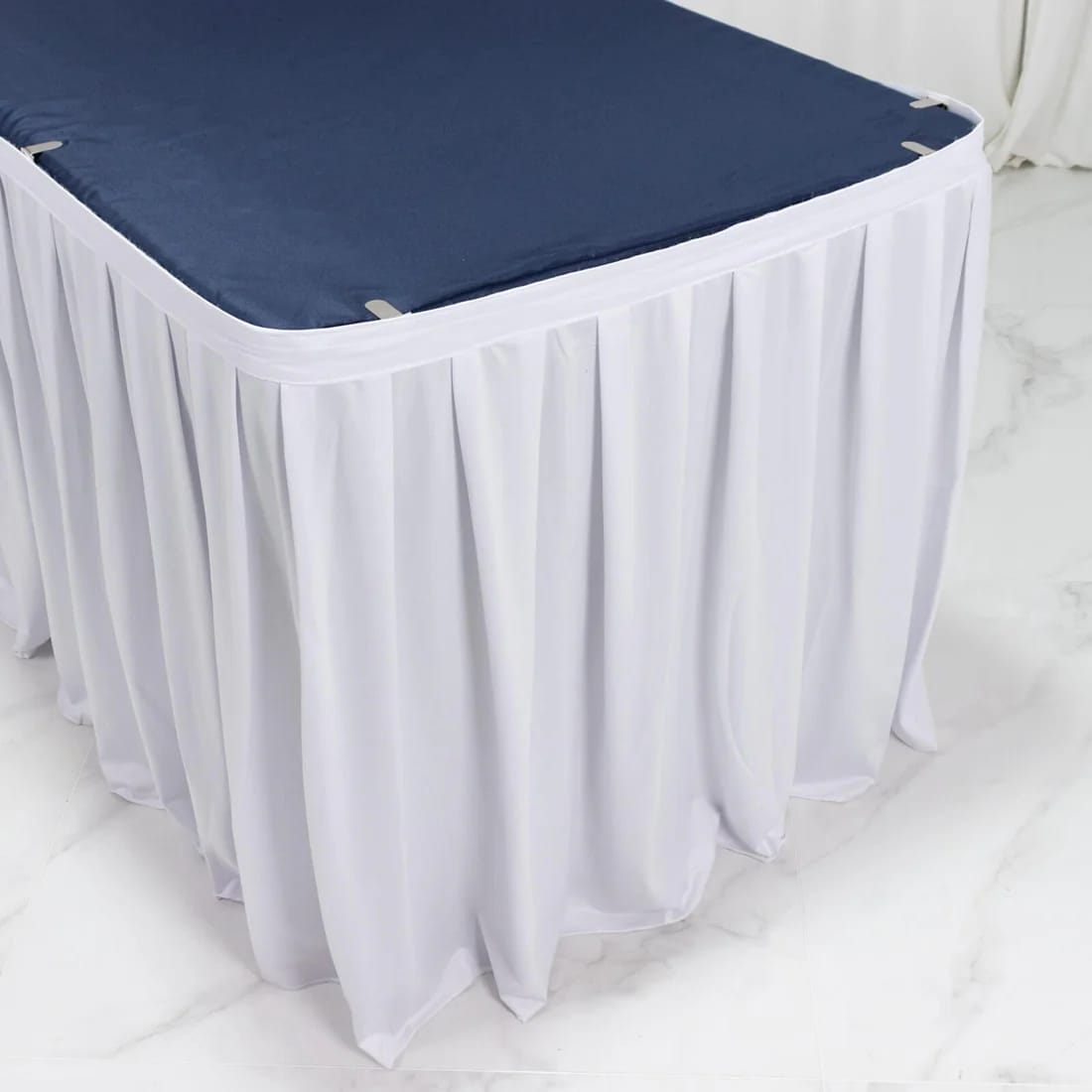 Scuba Polyester Table Skirt Shirred Pleat Design