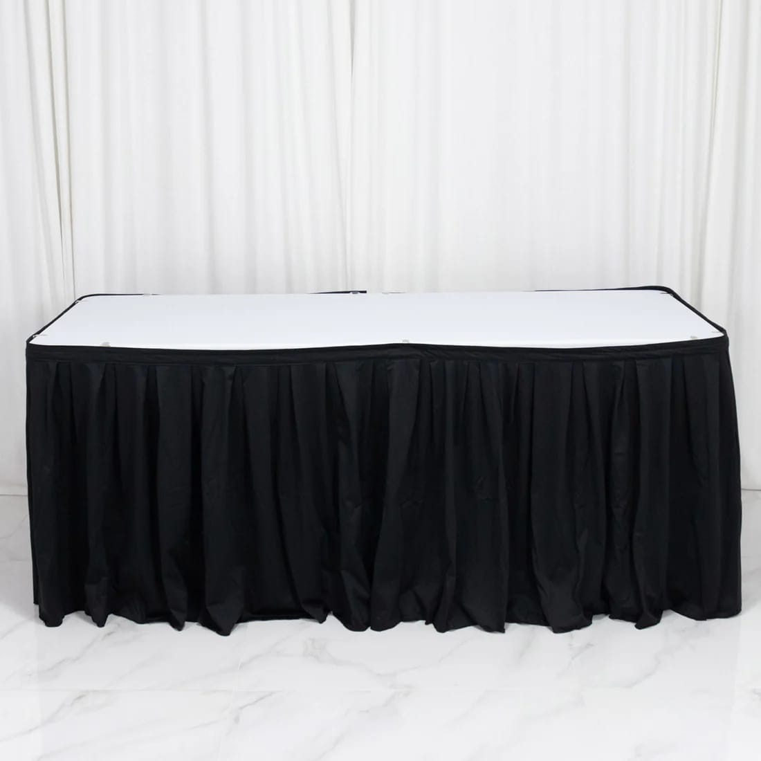 Scuba Polyester Table Skirt Shirred Pleat Design