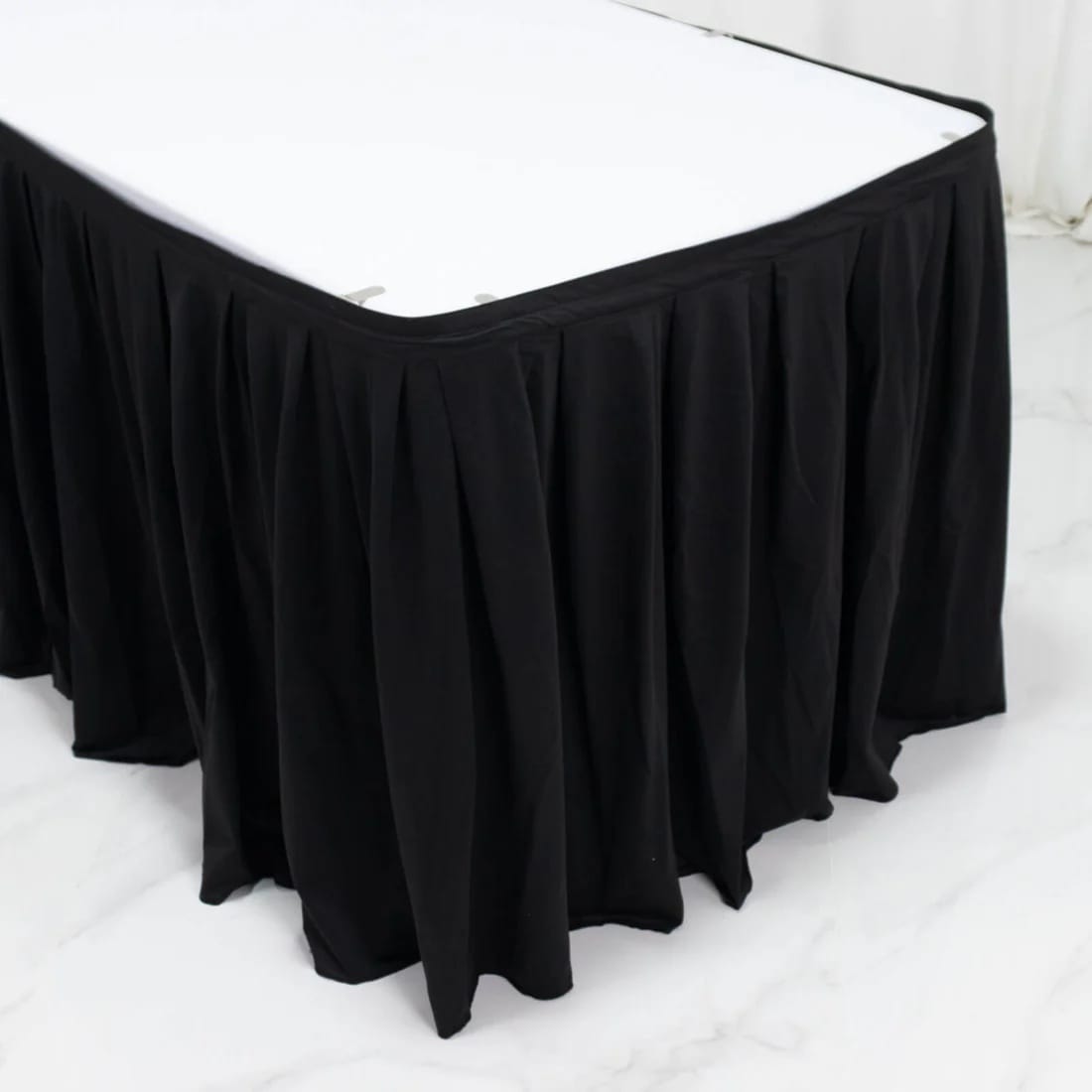 Scuba Polyester Table Skirt Shirred Pleat Design
