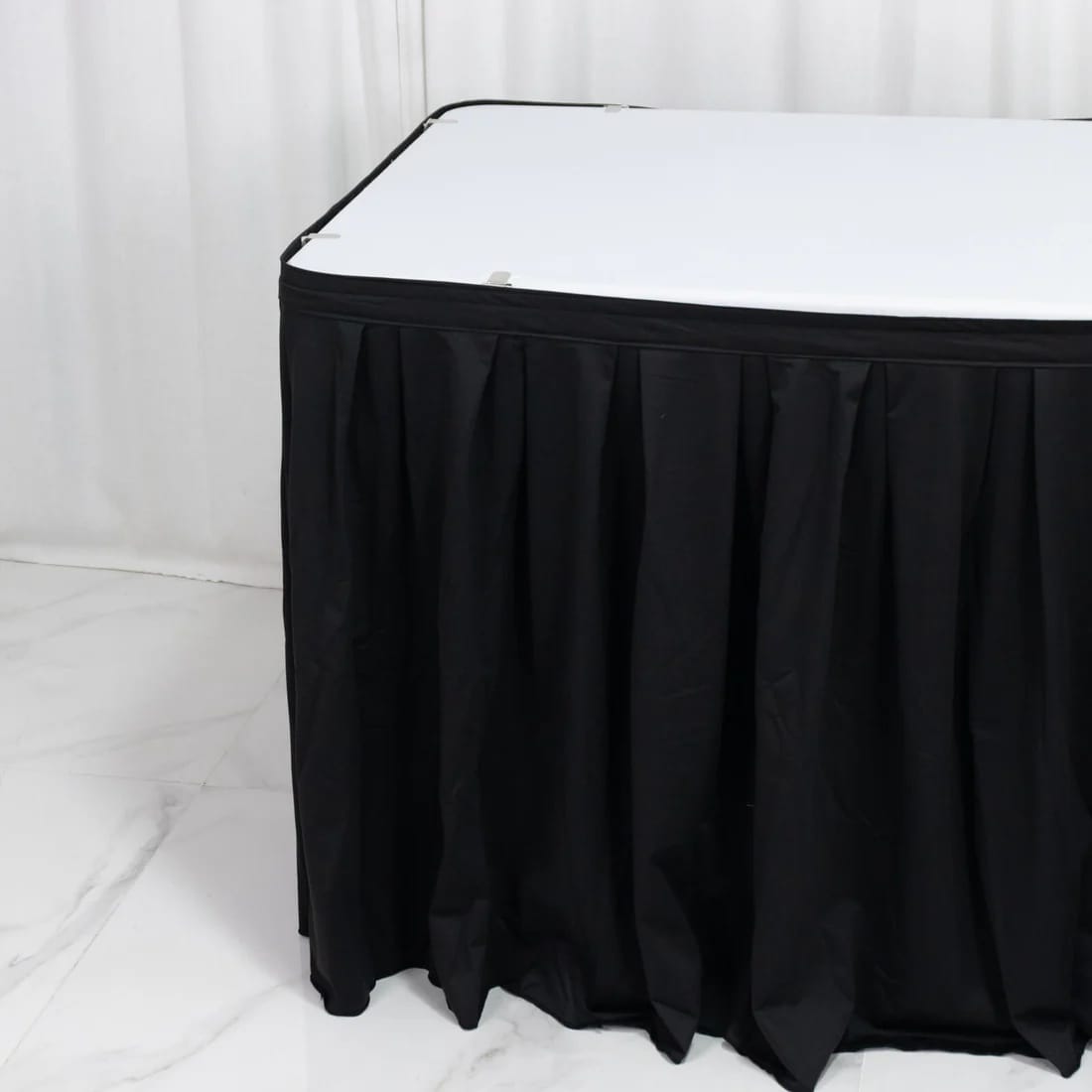 Scuba Polyester Table Skirt Shirred Pleat Design