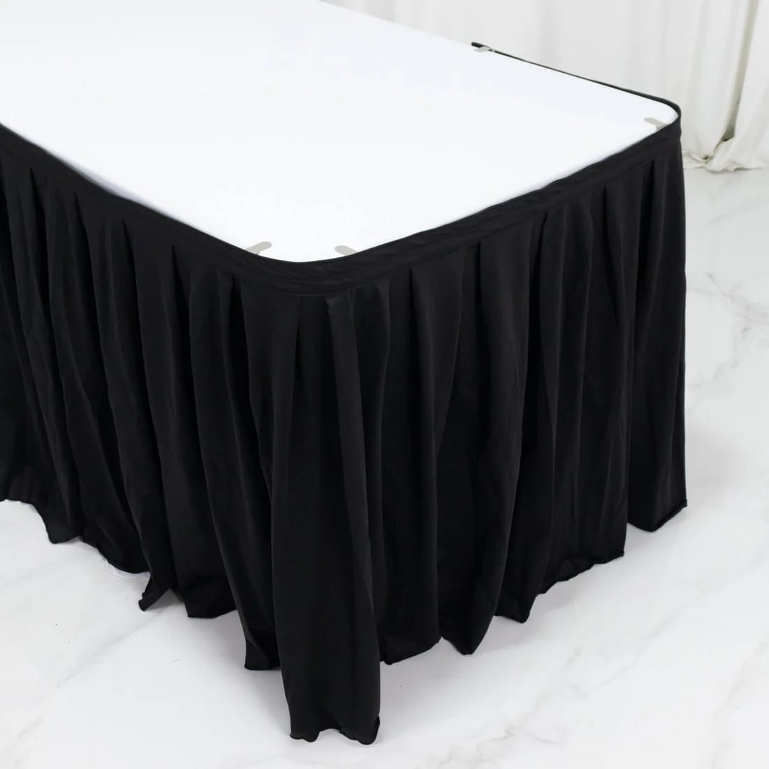 Scuba Polyester Table Skirt Shirred Pleat Design