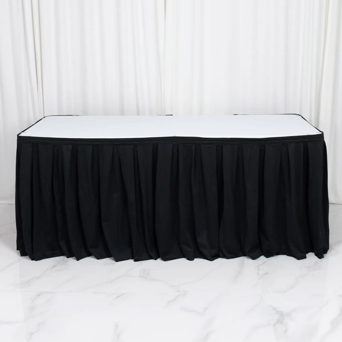Scuba Polyester Table Skirt Shirred Pleat Design