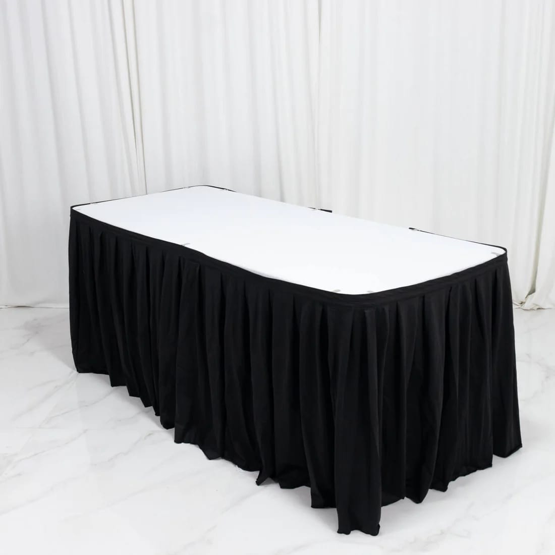Scuba Polyester Table Skirt Shirred Pleat Design
