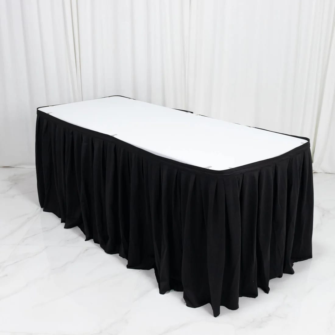 Scuba Polyester Table Skirt Shirred Pleat Design