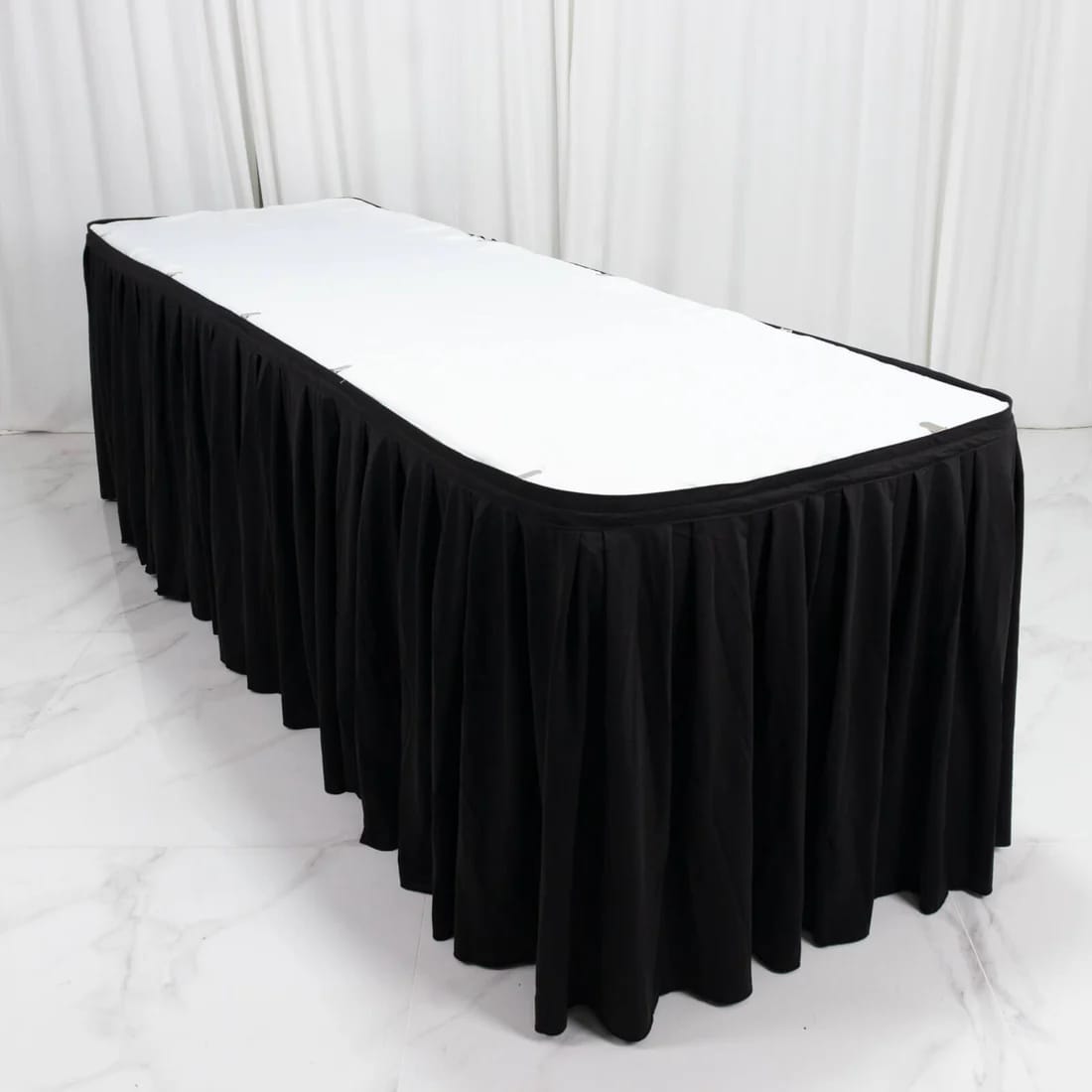 Scuba Polyester Table Skirt Shirred Pleat Design