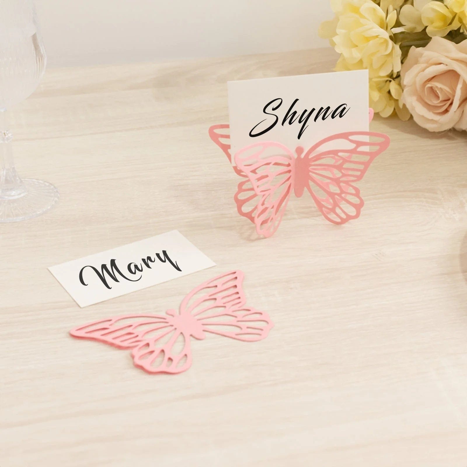 25 Butterfly 3x5 in Paper Place Card Holders with White Printable Cards