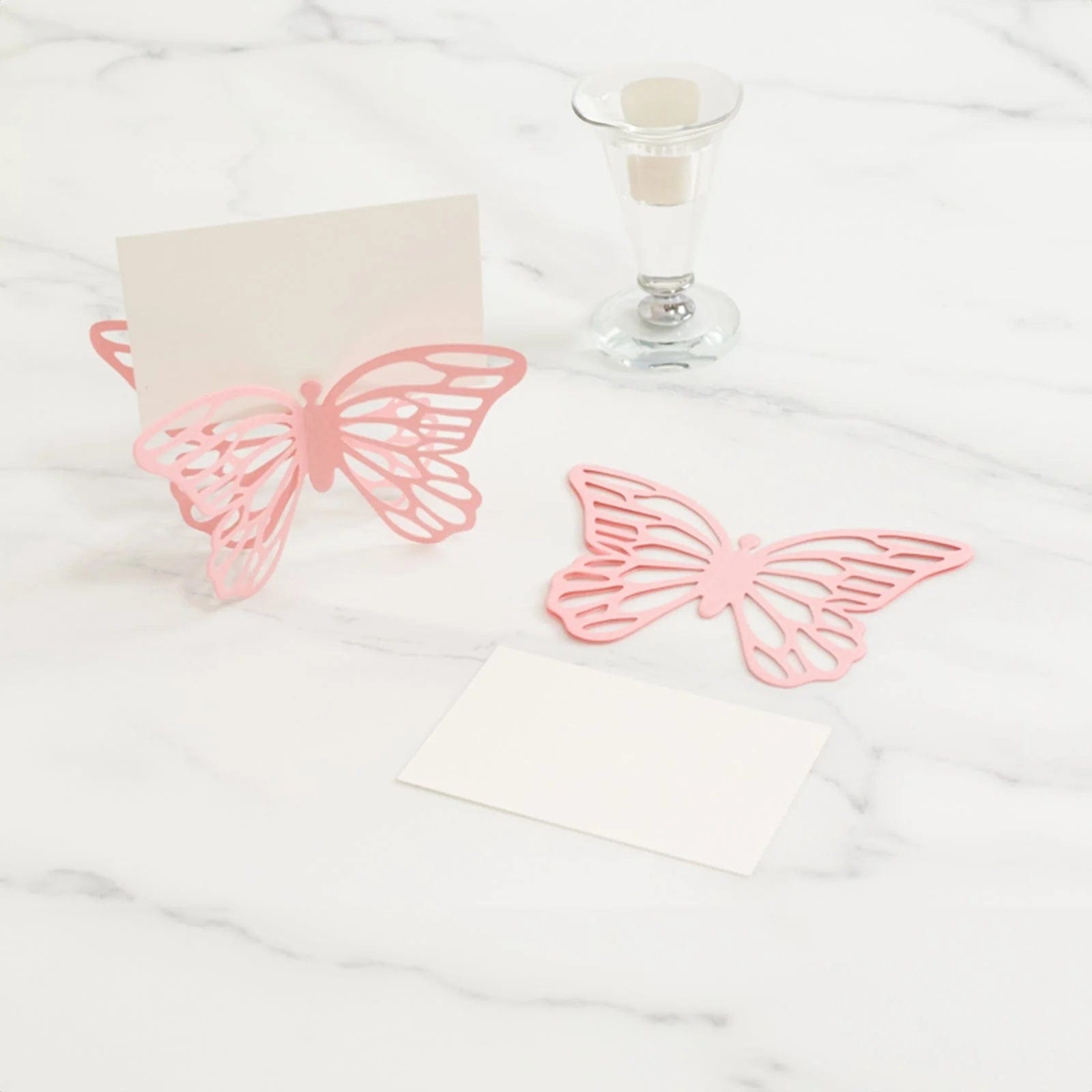 25 Butterfly 3x5 in Paper Place Card Holders with White Printable Cards