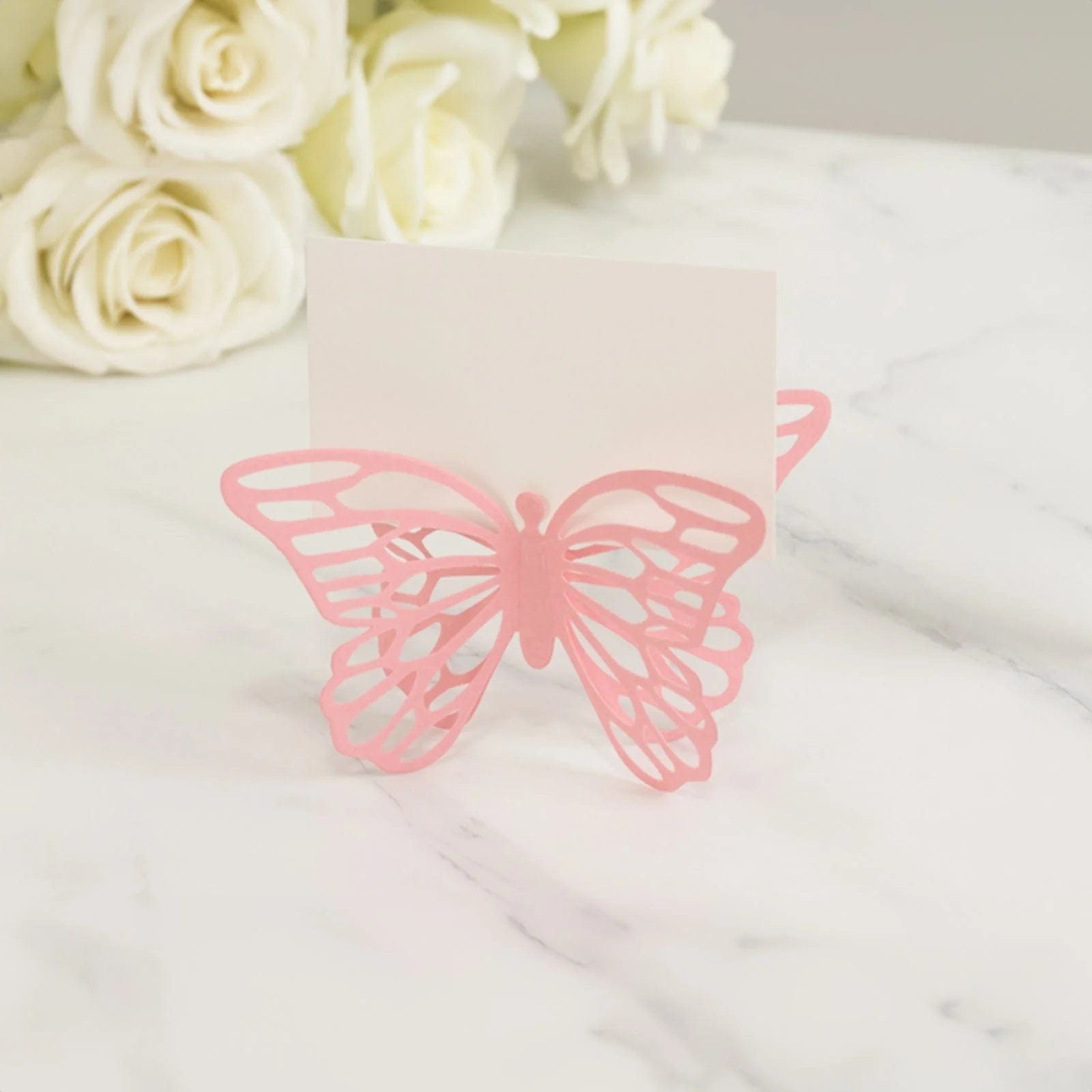 25 Butterfly 3x5 in Paper Place Card Holders with White Printable Cards
