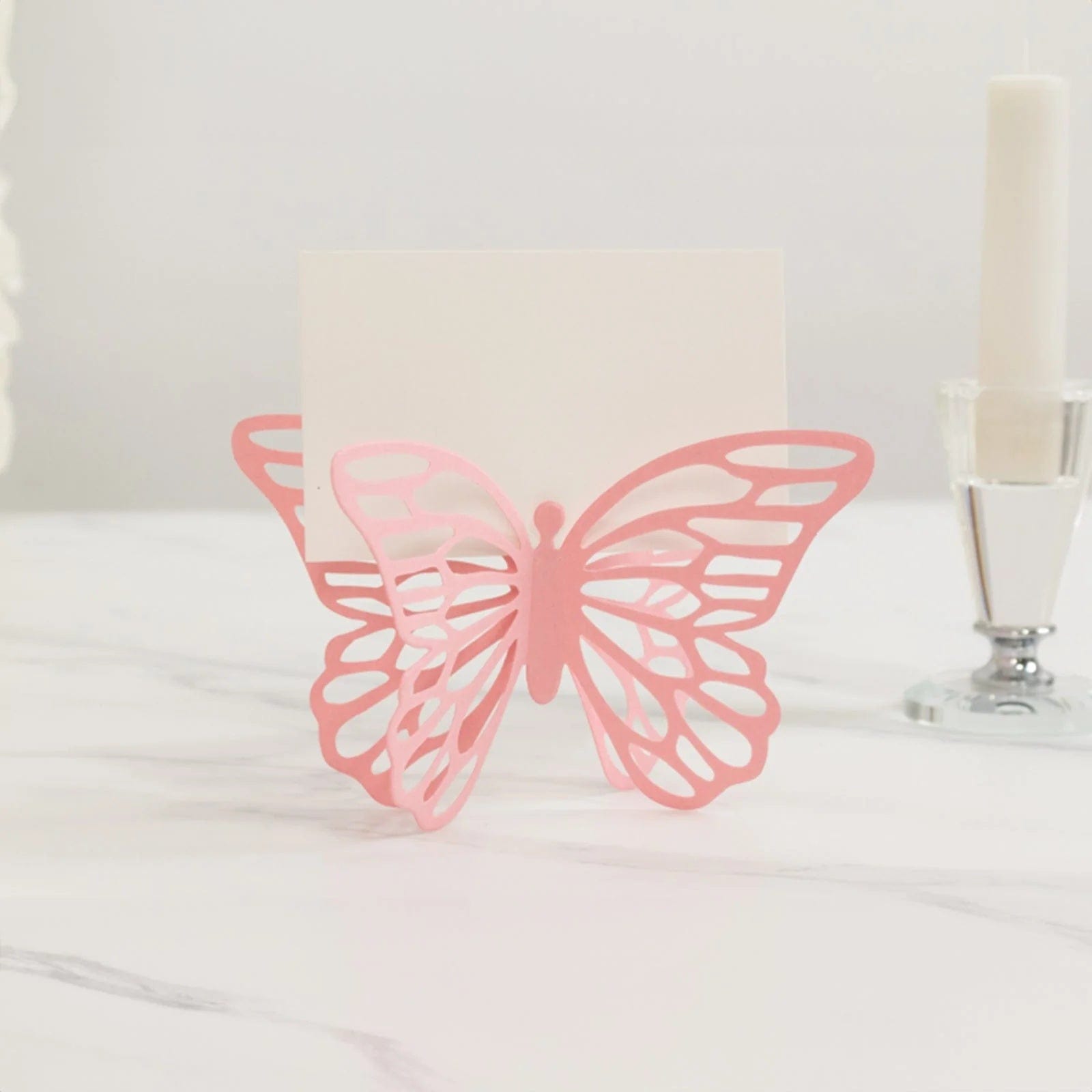 25 Butterfly 3x5 in Paper Place Card Holders with White Printable Cards