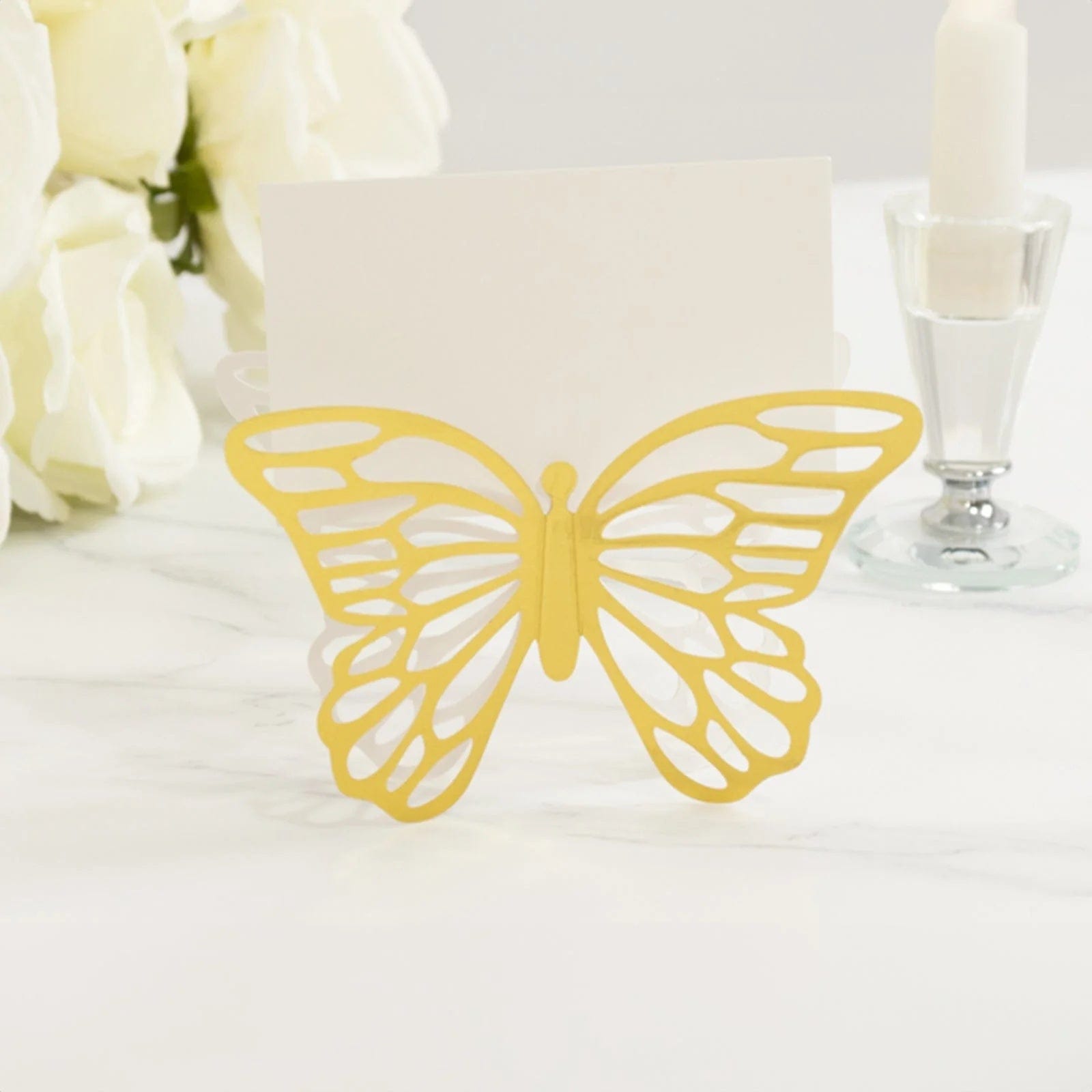 25 Butterfly 3x5 in Paper Place Card Holders with White Printable Cards