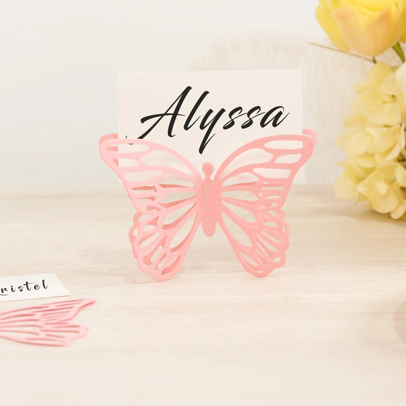 25 Butterfly 3x5 in Paper Place Card Holders with White Printable Cards