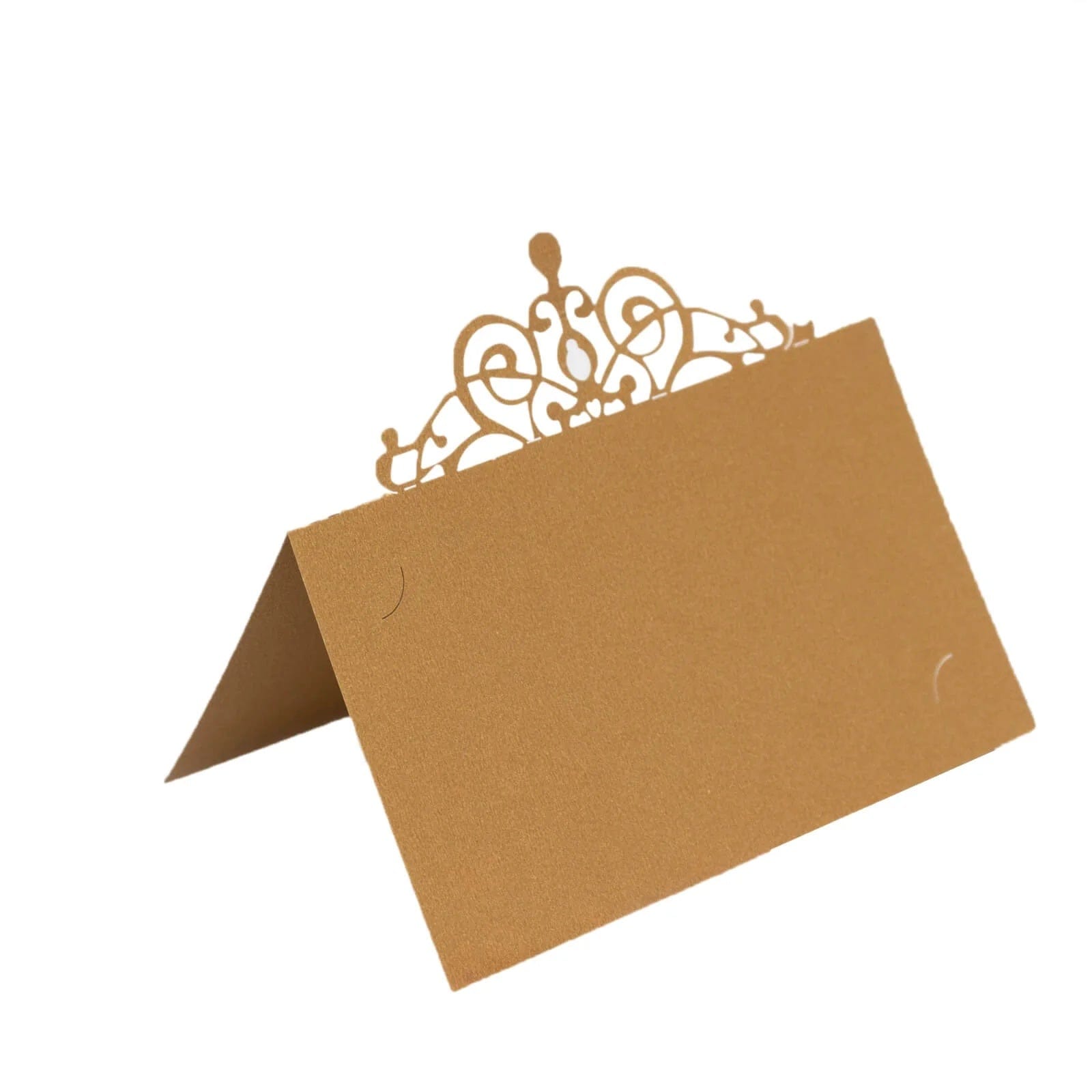 50 Gold Paper Place Cards with Laser Cut Crown Design