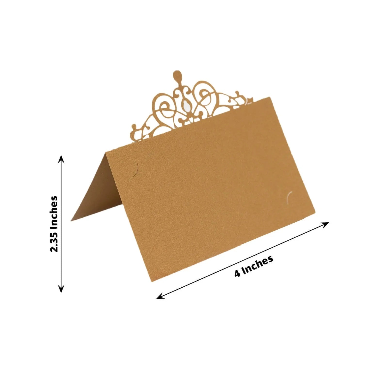 50 Gold Paper Place Cards with Laser Cut Crown Design
