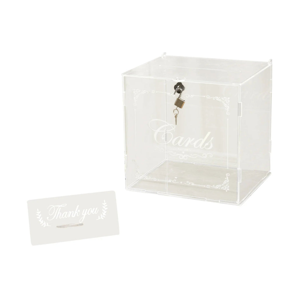 Clear Acrylic Wedding Card Box With Lock, Key & Thank You Sign Stand,  Reception Party Money Gift Card Box in 2023