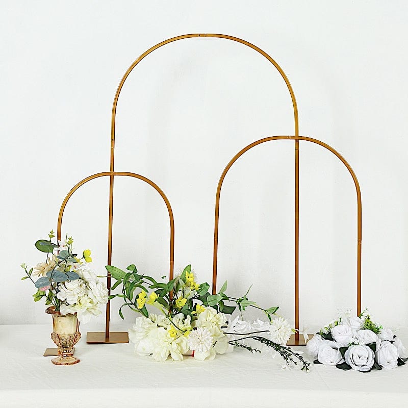 Gold 23 in Metal Flower Stand with Rounded Top Table Arch Centerpiece