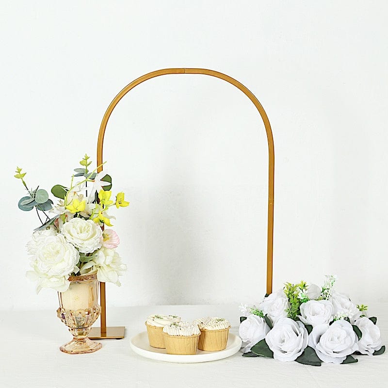 Gold 23 in Metal Flower Stand with Rounded Top Table Arch Centerpiece