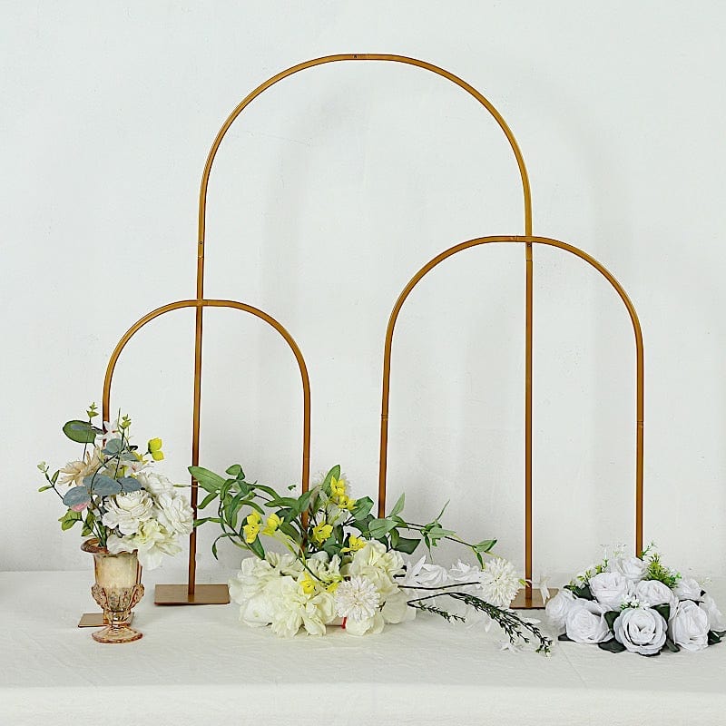 Gold Set of 3 Metal Flower Stand with Rounded Top Table Arch Centerpiece