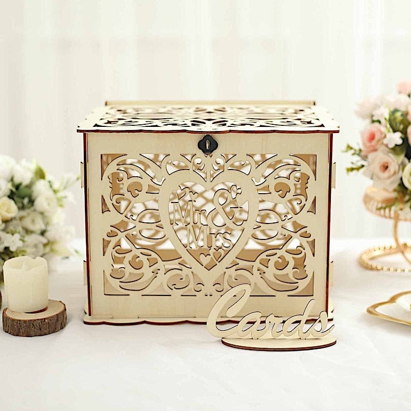 Mr & Mrs Unique Wooden Wedding Card Box with Water Color Acrylic