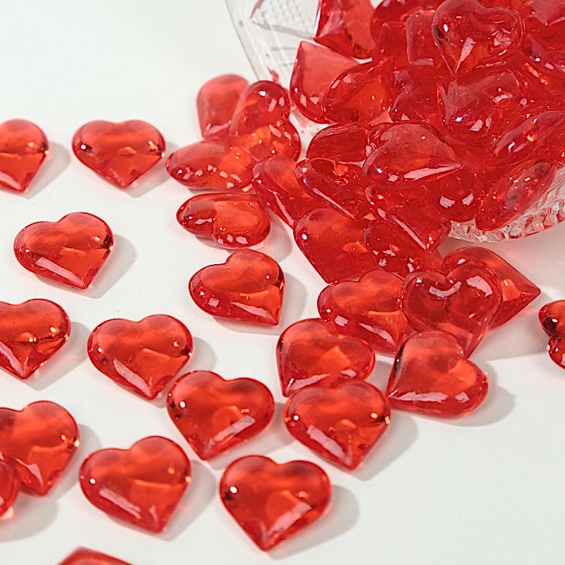 250 Red Acrylic Heart Diamond Gems Vase Fillers