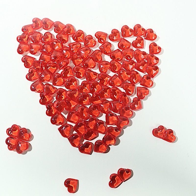 250 Red Acrylic Heart Diamond Gems Vase Fillers