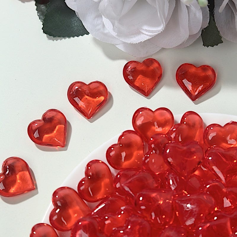 250 Red Acrylic Heart Diamond Gems Vase Fillers