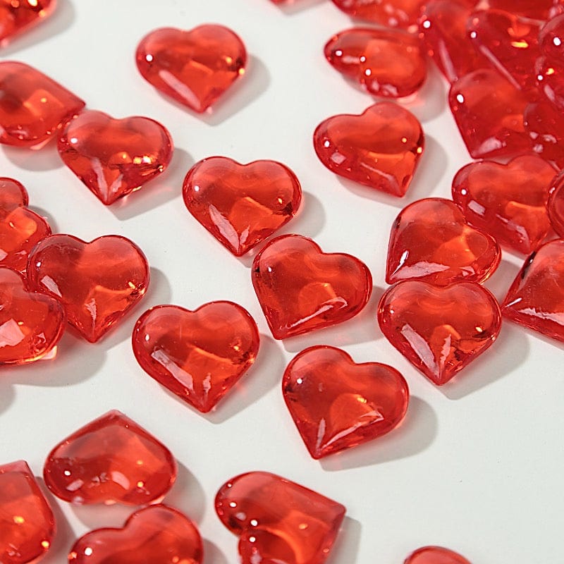 250 Red Acrylic Heart Diamond Gems Vase Fillers