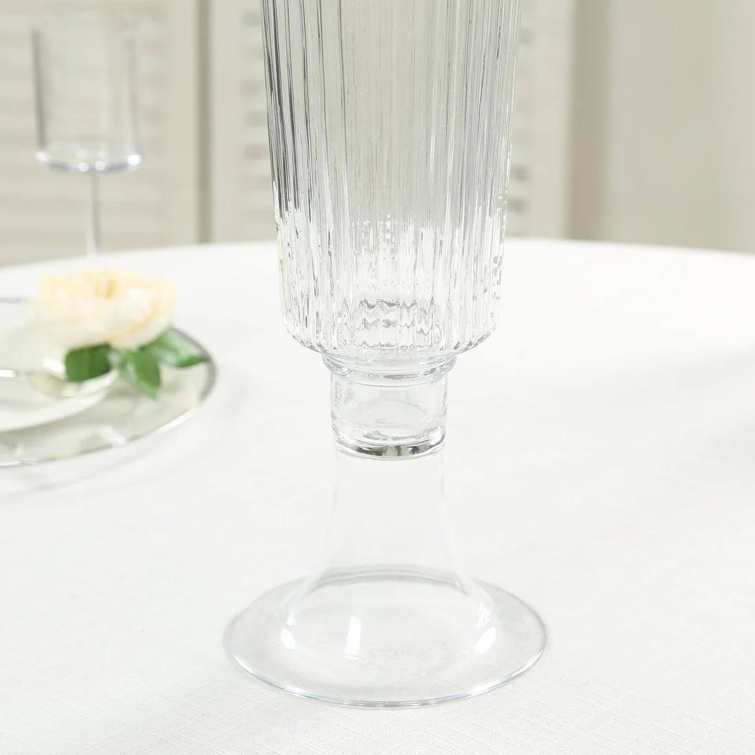 2 Clear 26 in Ribbed Glass Trumpet Vases Wedding Centerpieces