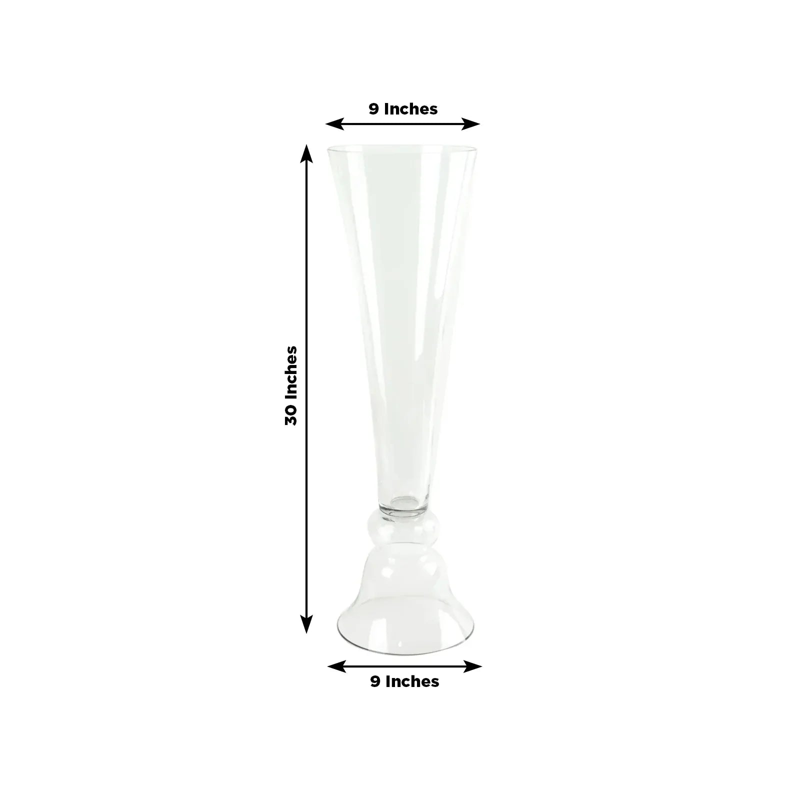 2 Clear 30 in Reversible Glass Trumpet Vases Centerpieces
