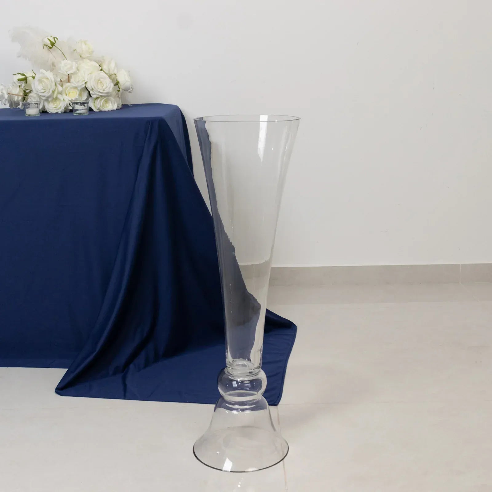 2 Clear 30 in Reversible Glass Trumpet Vases Centerpieces