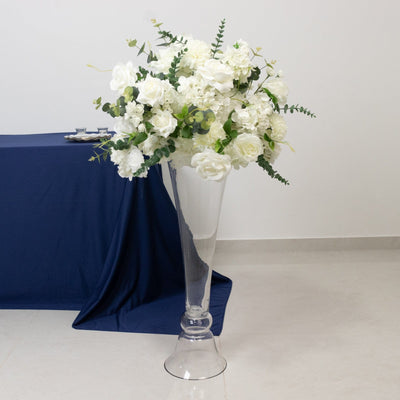 2 Clear 30 in Reversible Glass Trumpet Vases Centerpieces