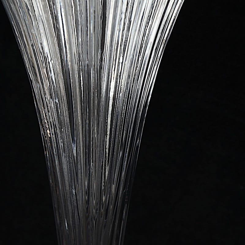 2 Clear Fluted Tall Reversible Ribbed Glass Trumpet Vases