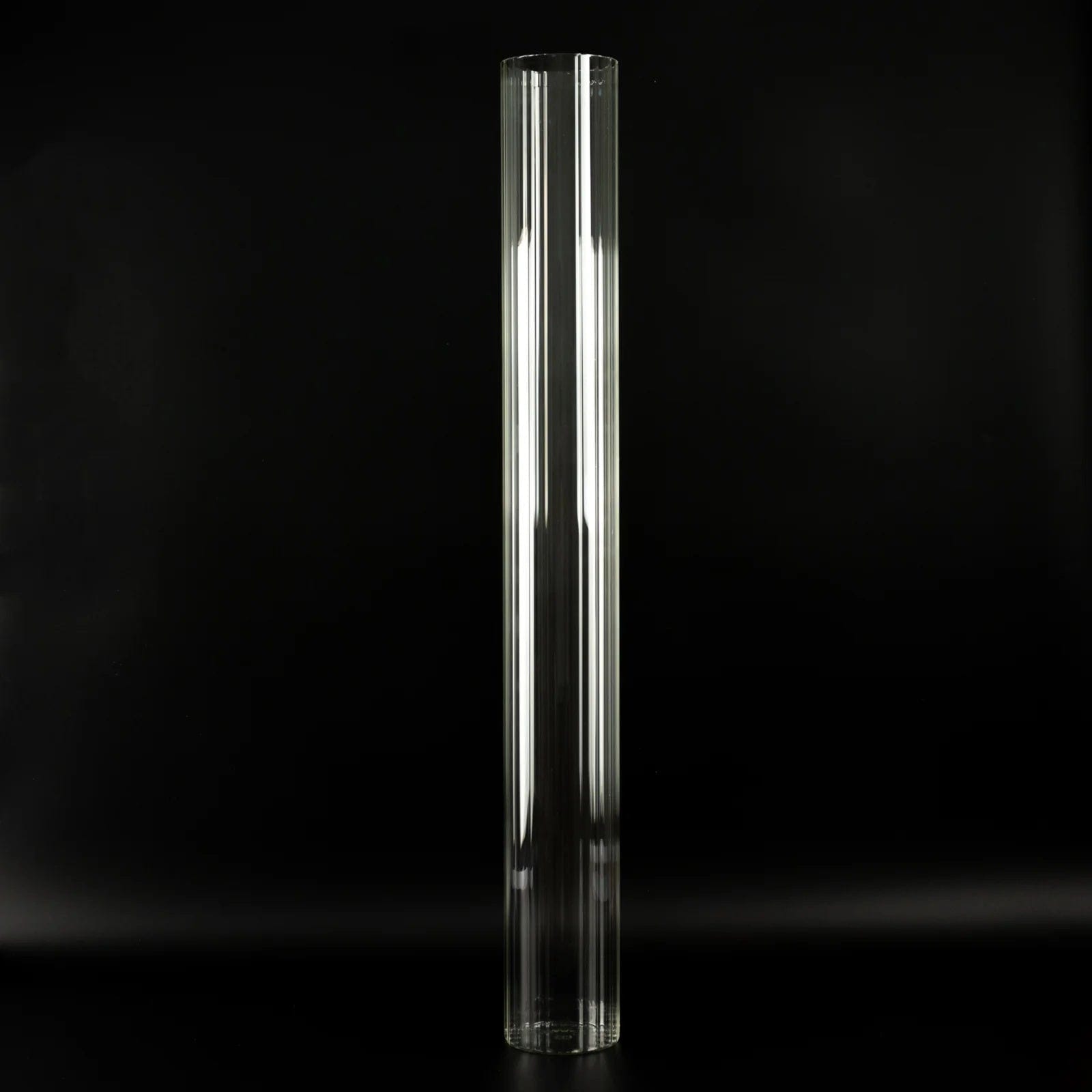 2 Clear Ribbed Cylinder Glass Vases Centerpieces