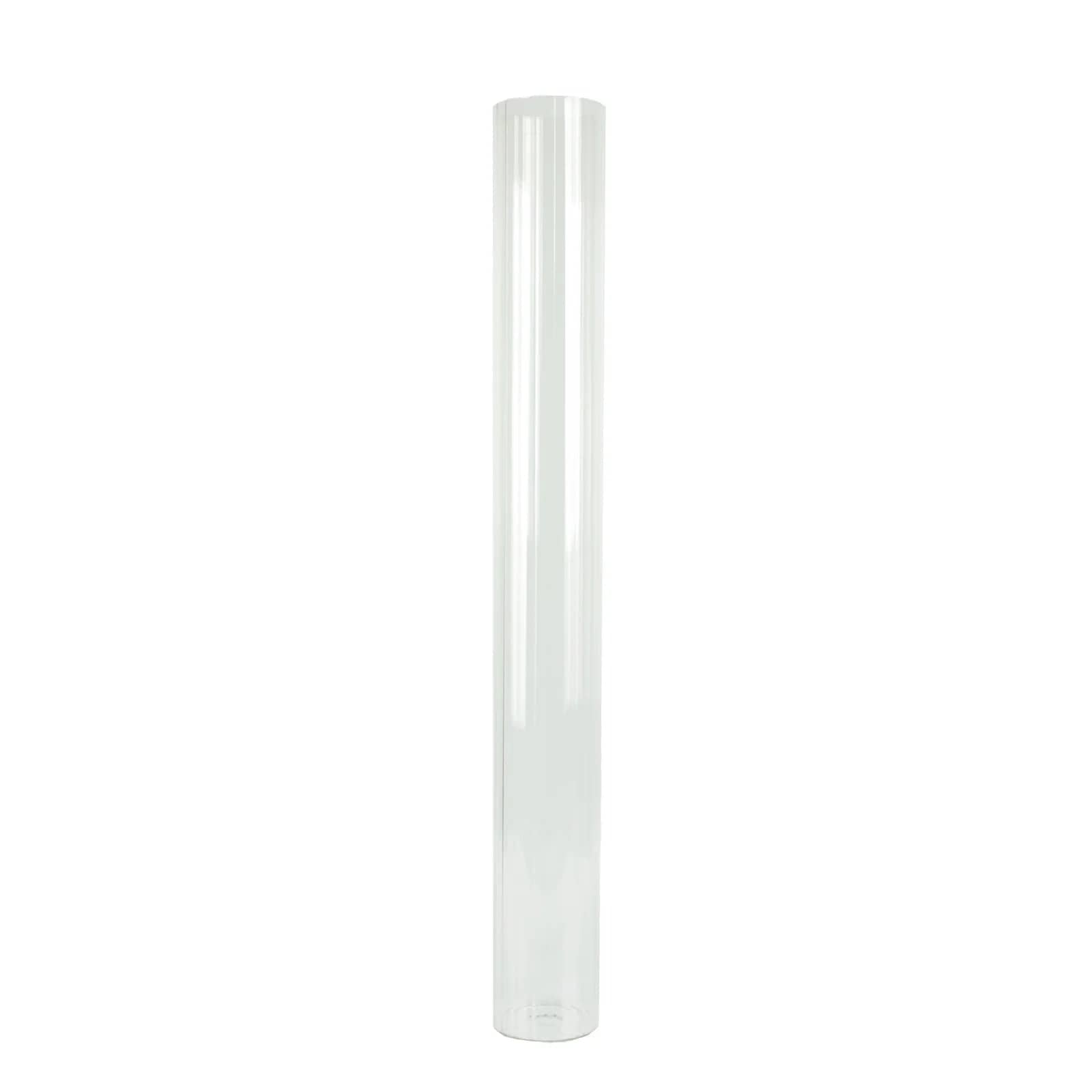 2 Clear Ribbed Cylinder Glass Vases Centerpieces