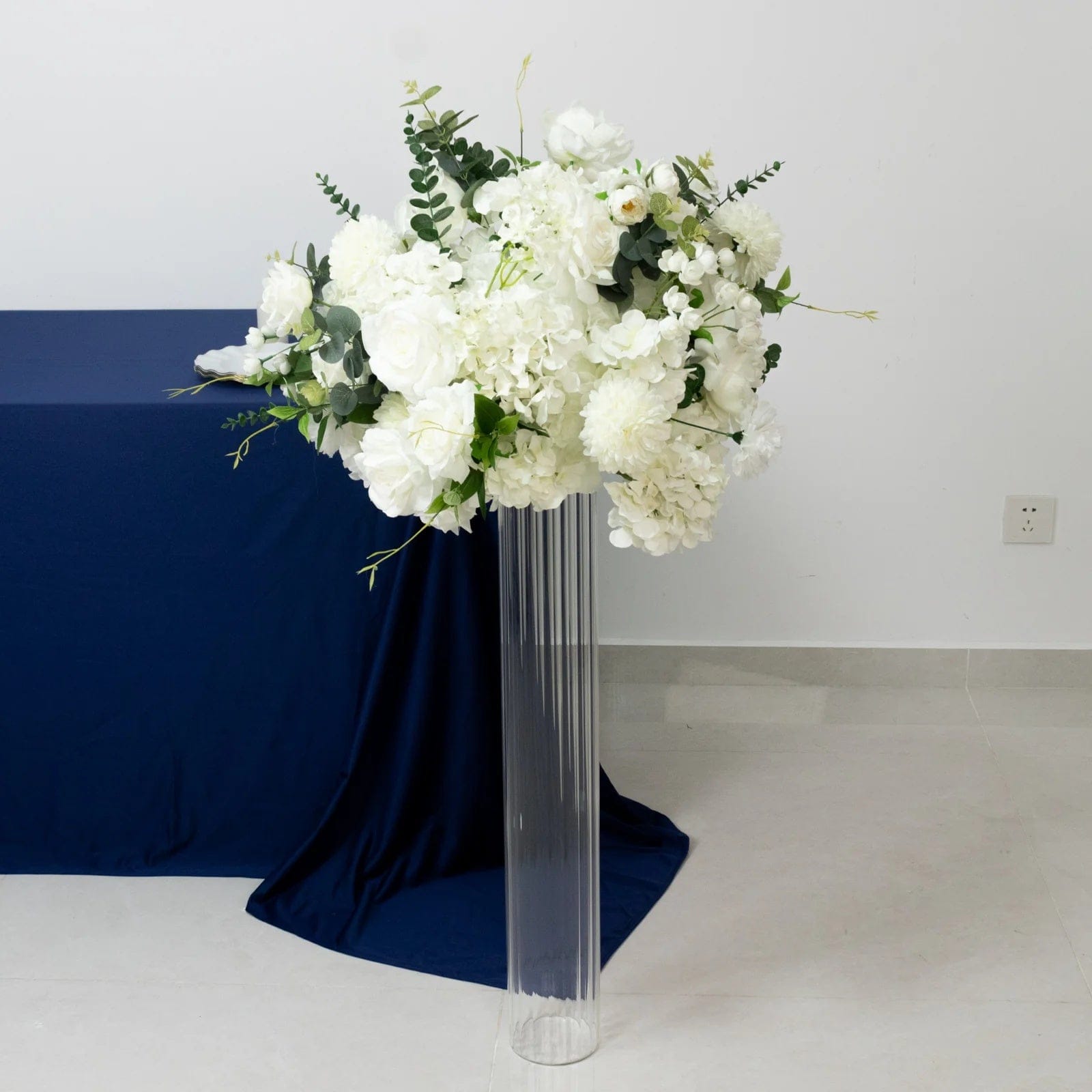 2 Clear Ribbed Cylinder Glass Vases Centerpieces