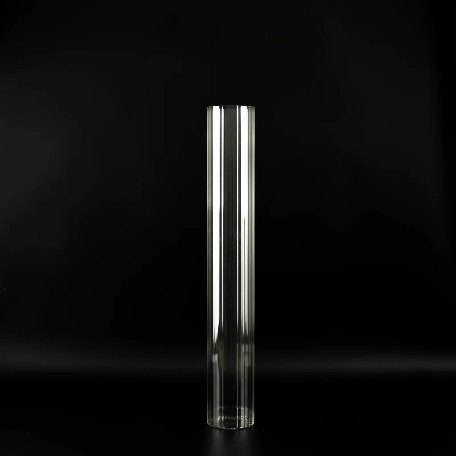 2 Clear Ribbed Cylinder Glass Vases Centerpieces