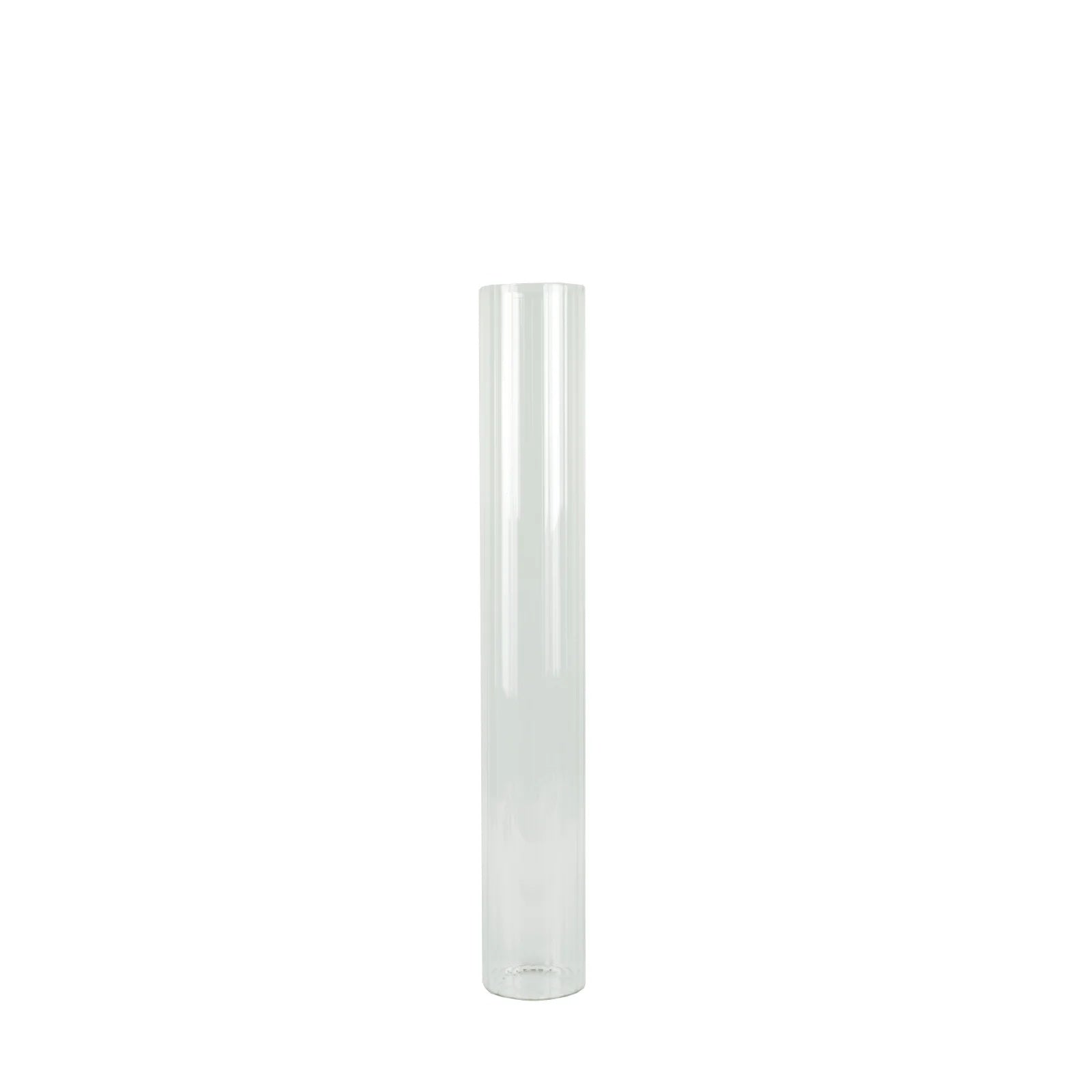 2 Clear Ribbed Cylinder Glass Vases Centerpieces