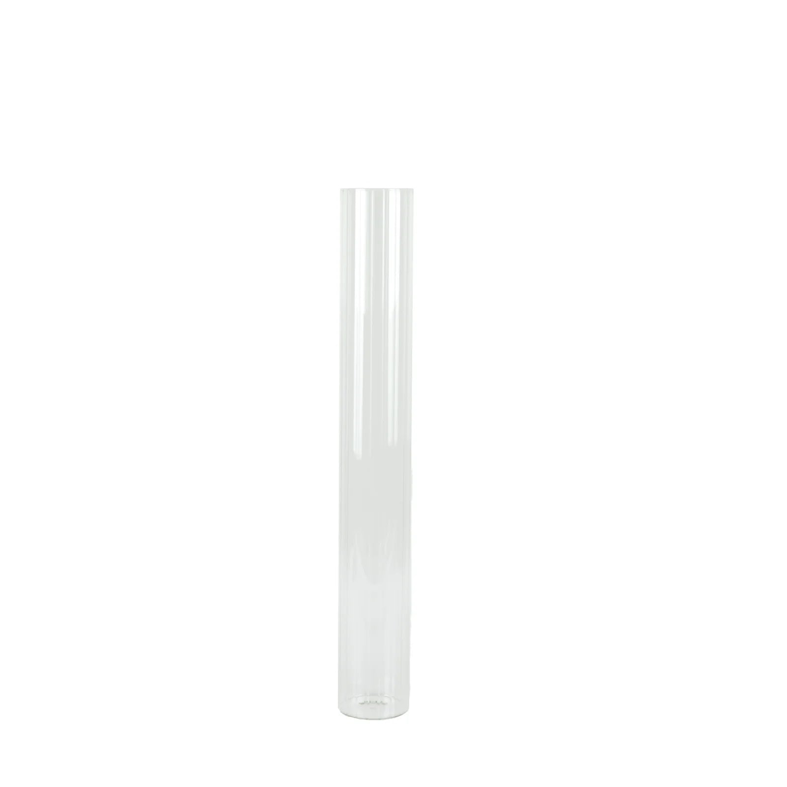 2 Clear Ribbed Cylinder Glass Vases Centerpieces