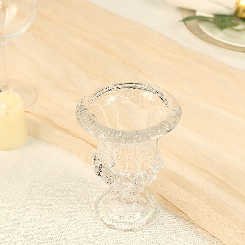 2 Glass 8 in Classic Roman Urn Style Flower Vases